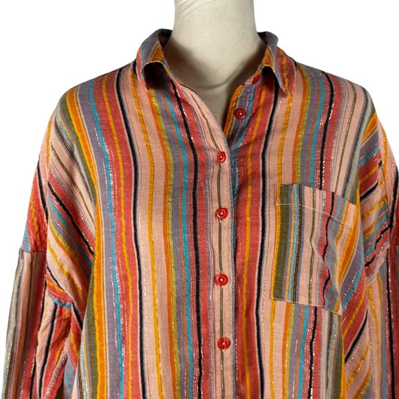 LIke New Anthropologie PILCRO Multicolor Stripes Button Down Shirt Size … - Picture 7 of 12